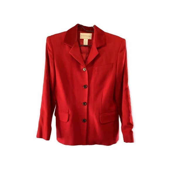 Vintage Evan Picone Red Wool Blazer/Jacket 10 - Picture 1 of 7
